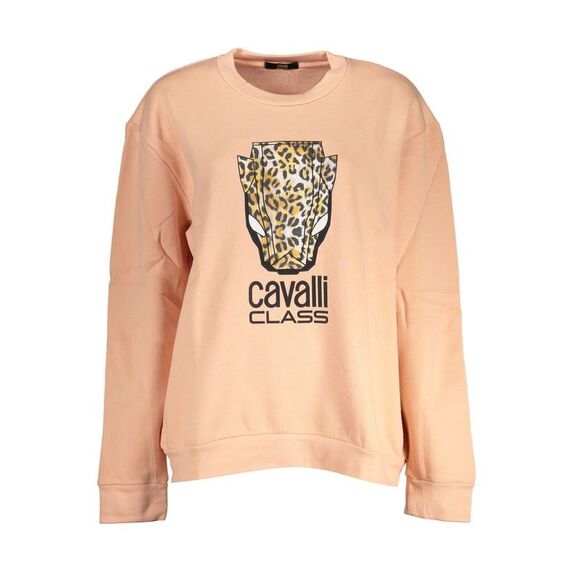 Cavalli Class Leopard Print Crewneck Sweatshirt Women Pink Sweaters - Picture 1 of 2